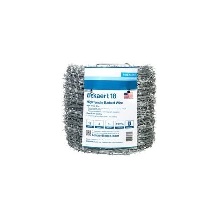 BEKAERT 206165 Barbed Wire, 18 Ga, 1320 Ft L, 4-Barbed Point